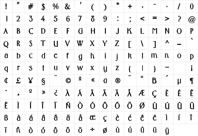 CapatolaSSK Bold  glyph index