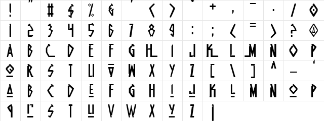 Native Alien Regular  glyph index