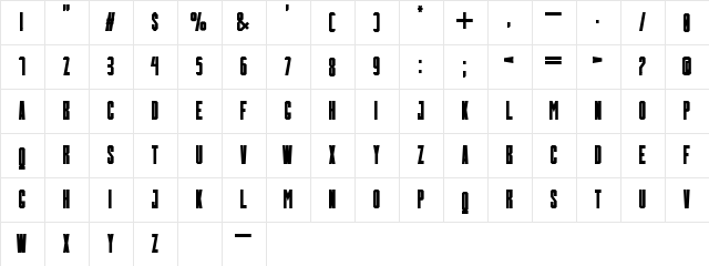 BOULEVARD Regular  glyph index