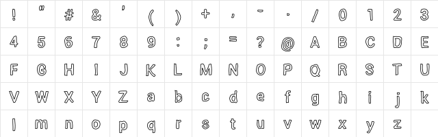 Outside inside outline Medium  glyph index