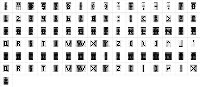 X-Grid Regular  glyph index