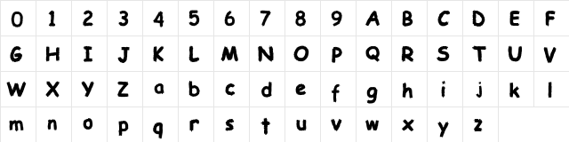 Zigzag Sans Regular  glyph index