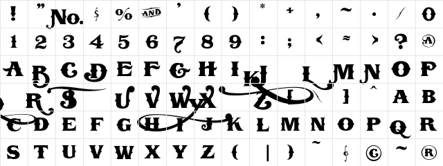 LHF Boston Truckstyle Regular  glyph index