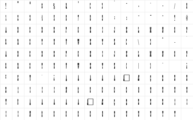 Longwood Regular  glyph index