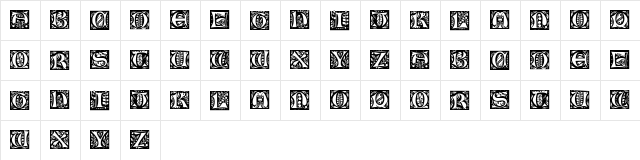 Nouveau Drop Caps Regular  glyph index