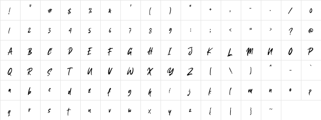 Linebrush Regular  glyph index