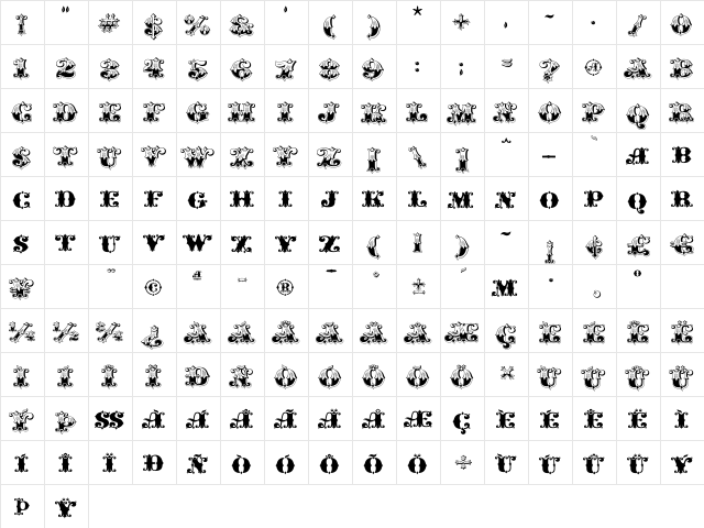 Gold Standard Regular  glyph index