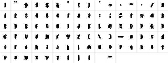 Donutos Regular  glyph index