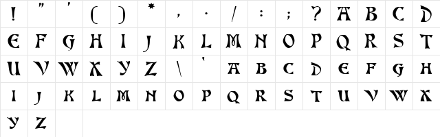 Altenburg!" Regular  glyph index