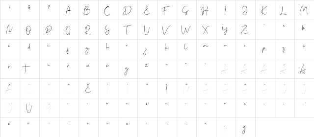 margareth demo Regular  glyph index