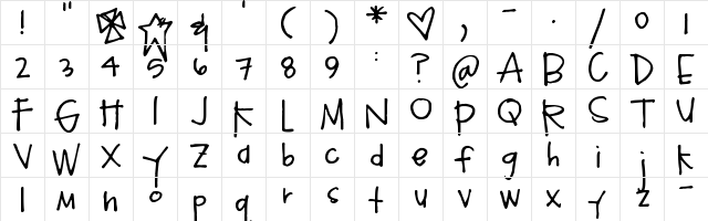Pea Yar Yar Regular  glyph index