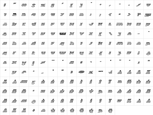 Black Bishop Platinum Italic Italic  glyph index