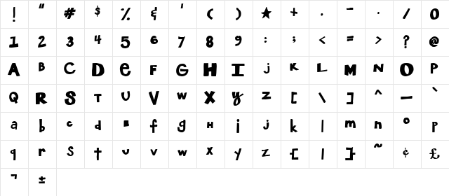 2Peas Dude Regular  glyph index