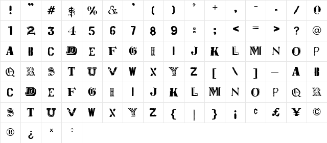 World Tour Regular  glyph index