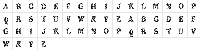 Kiddy Flakey Regular  glyph index