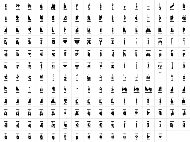 Stealth Regular  glyph index