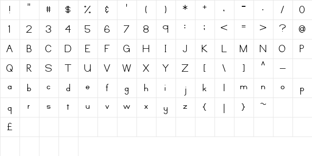 Zamyatin Regular  glyph index