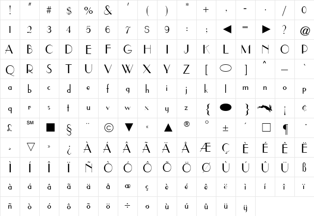 Cg Medium  glyph index