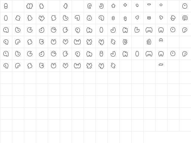LD Denim Regular  glyph index