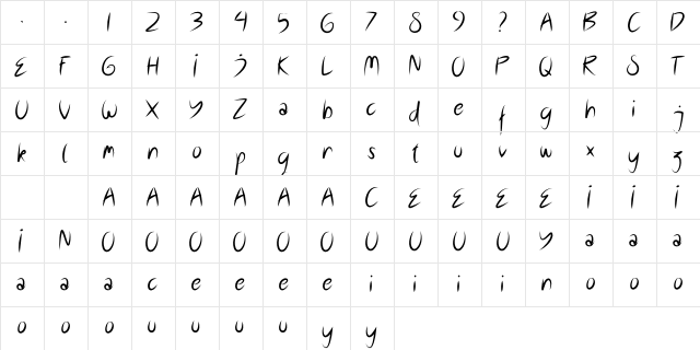 Endivez Typeface Regular  glyph index