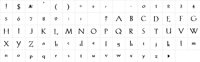 Lilith-Light bOLD Bold  glyph index