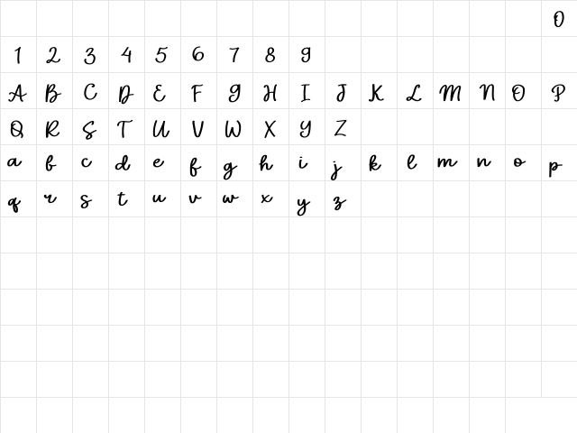 Elsie Kinsley Regular  glyph index