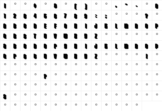 HouseGothic 3DShadow  glyph index