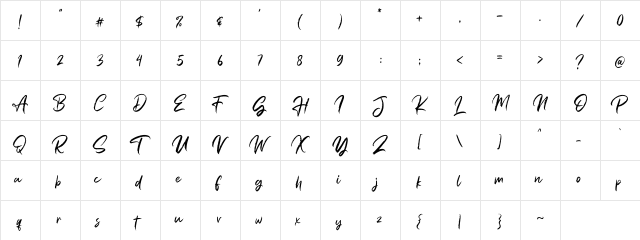 Scotties Regular  glyph index