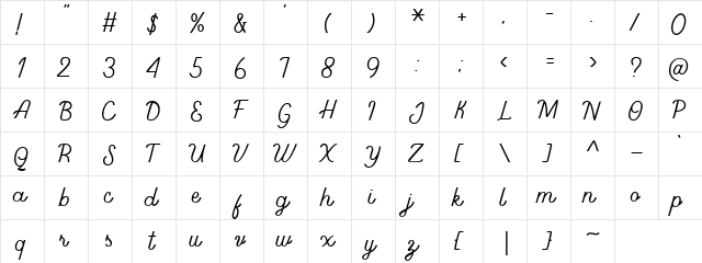 Onthehill Regular  glyph index