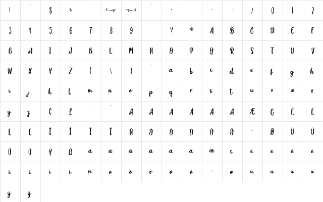 Osaka Mustache - Personal Use Regular  glyph index