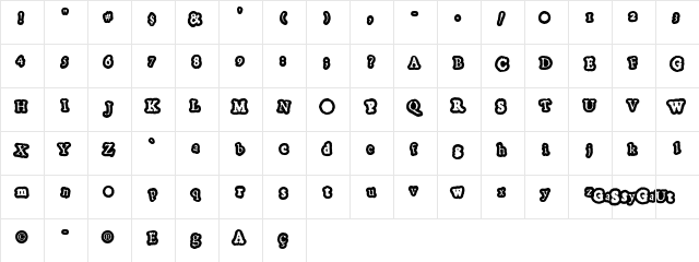 GassyGaut Regular  glyph index