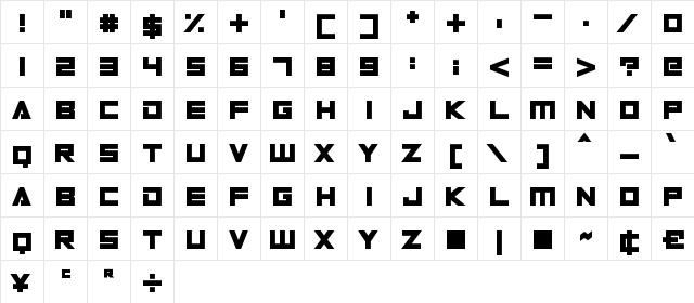 Digital Dare Regular  glyph index