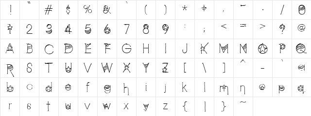 PC USA Regular  glyph index