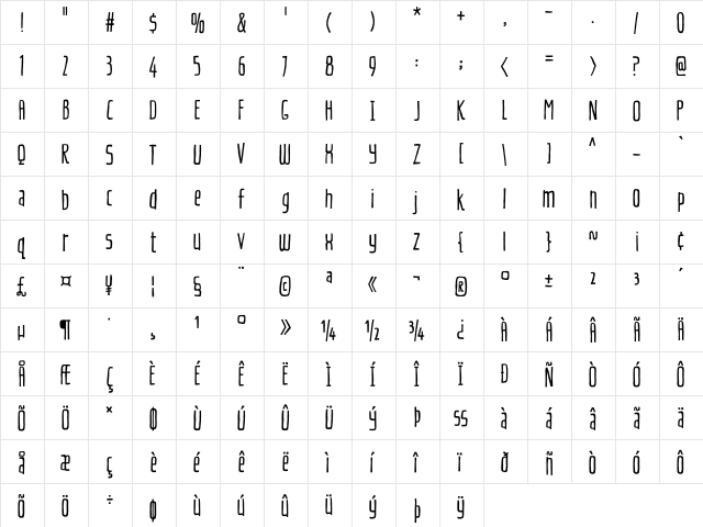Cherily Blussom DEMO Regular  glyph index