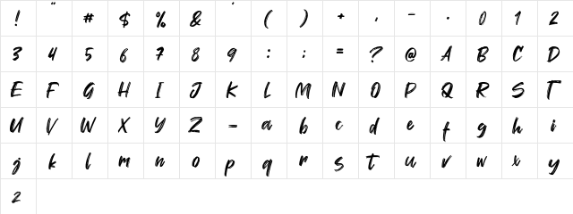 Wellfont Regular  glyph index