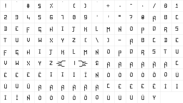 Razor Ephinea Regular  glyph index