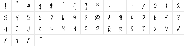 CORONA BRUSH Regular  glyph index