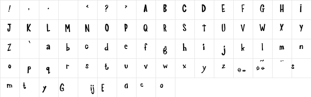 Joinks! Regular  glyph index