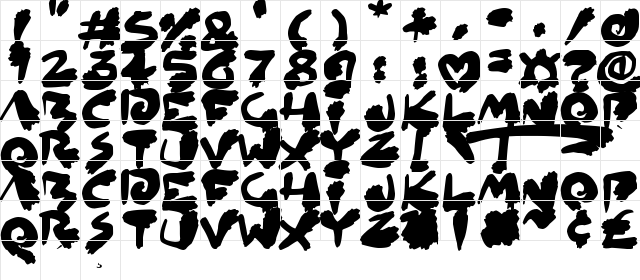 Inked Out Regular  glyph index