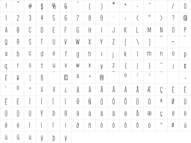 Home Planet BB Regular  glyph index