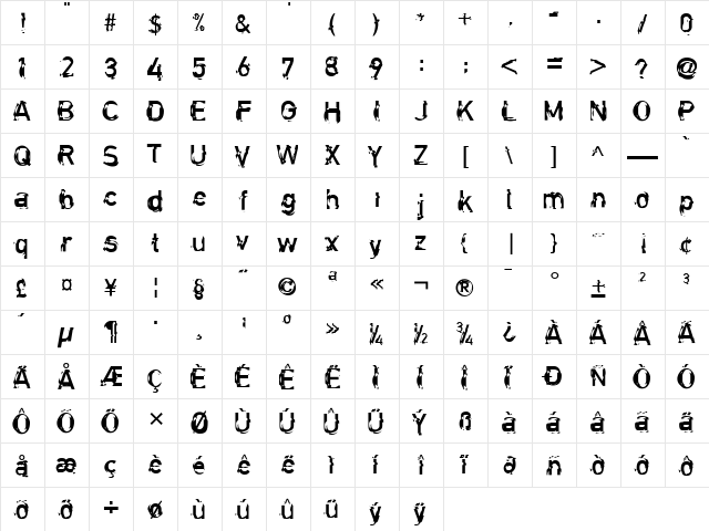 Clockwork Medium  glyph index