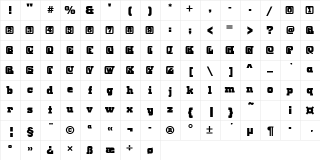 Odin Becker Initials Regular  glyph index