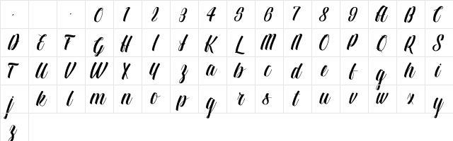 BTX-LINDAS Regular  glyph index