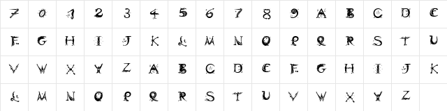 DinitialPos ITC Regular  glyph index