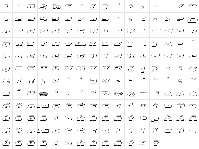 Emissary 3D Italic Italic  glyph index