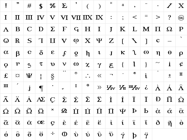 Achilles Expanded Expanded  glyph index