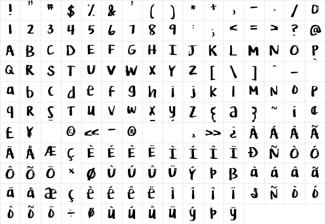 KG Life is Messy Regular  glyph index