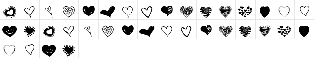 KR Heartalicious Regular  glyph index