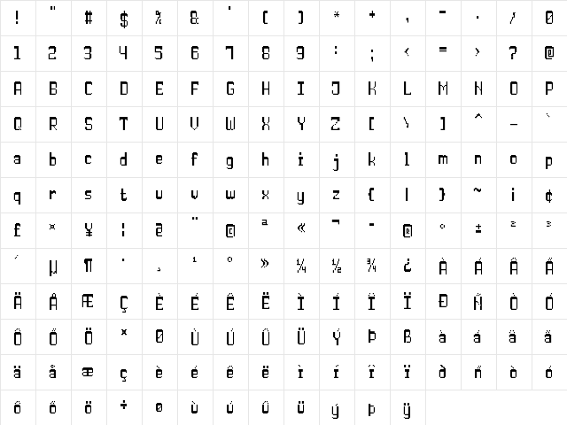 Double Pixel-7 Regular  glyph index