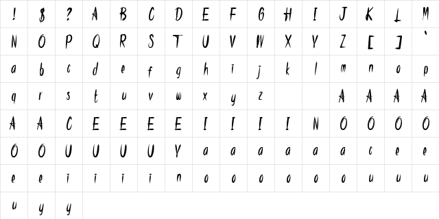 Rowdy House Regular  glyph index